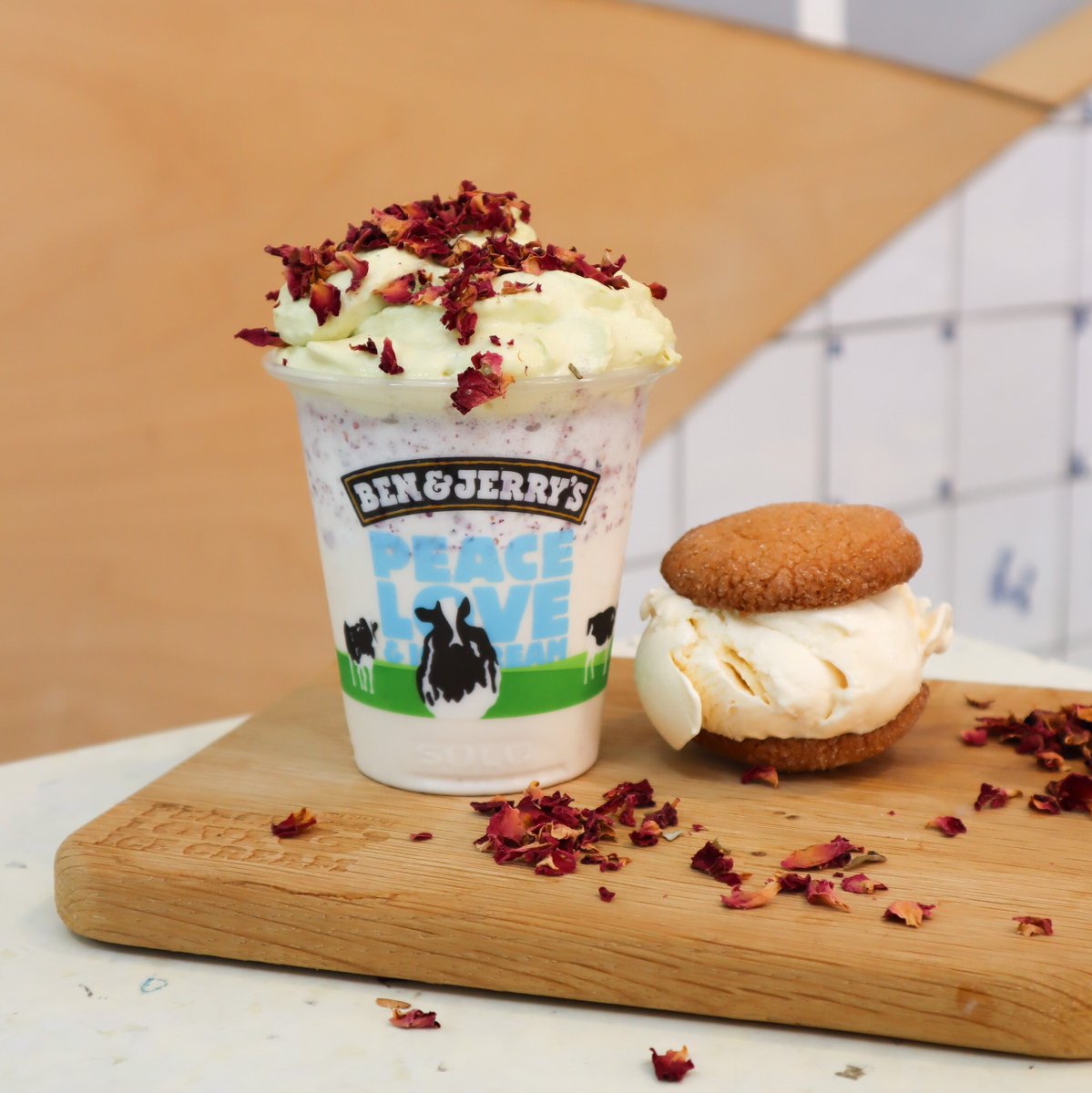 BenJerrysNL's tweet photo. Last week we launched our new Ice Cream Shake called ‘ Sweet Rose and Peace-taccios’, inspired by newcomer entrepreneurs from our entrepreneurship program. All proceeds will go to support newcomer business ideas! Try it now in our Scoop Shop in Rotterdam! https://t.co/mWghGyvw2u