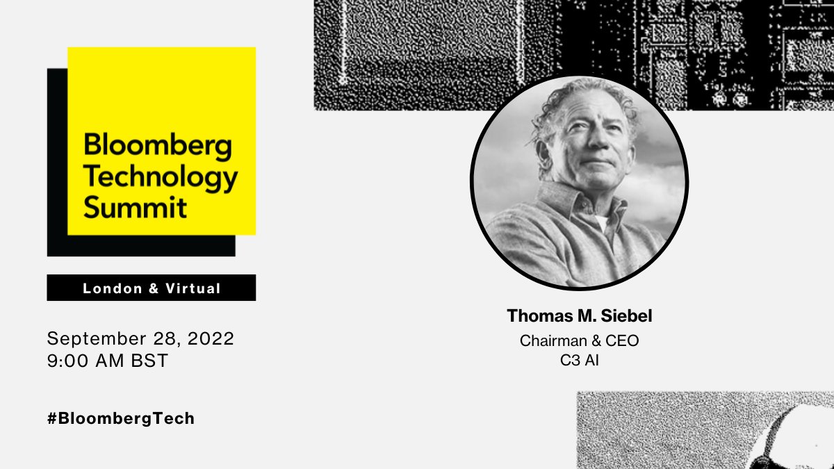 BloombergLive's tweet photo. What are the next opportunities within AI? @technology’s @oliviasolon talks with Chairman &amp; CEO @C3_AI @TomSiebel at #BloombergTech 9/28! https://t.co/li5GapF2ti https://t.co/is5qHNlqGq