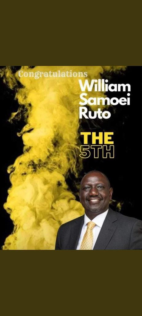 Hon_chute's tweet photo. congratulations to the 5th President of the Republic of Kenya, H.E. @WilliamsRuto, CGH. May God grant you wisdom, protection &amp; favour. God bless Kenya! https://t.co/1uBNjbbkao