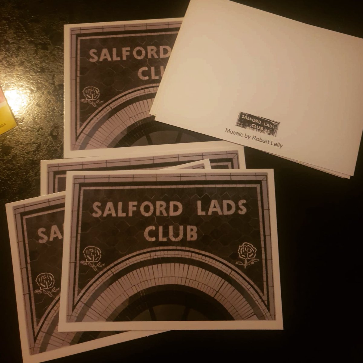 Lally1Robert's tweet photo. Privileged to #collaberate with #salfordladsclub for this #project My #ceramic #tessellation from #tiles supplied by #thebrandedtilecompany now being used for #official #postcards so go grab yourself a piece of #Salford history #coronationstreet #thesmiths https://t.co/ntolbZ5F1o