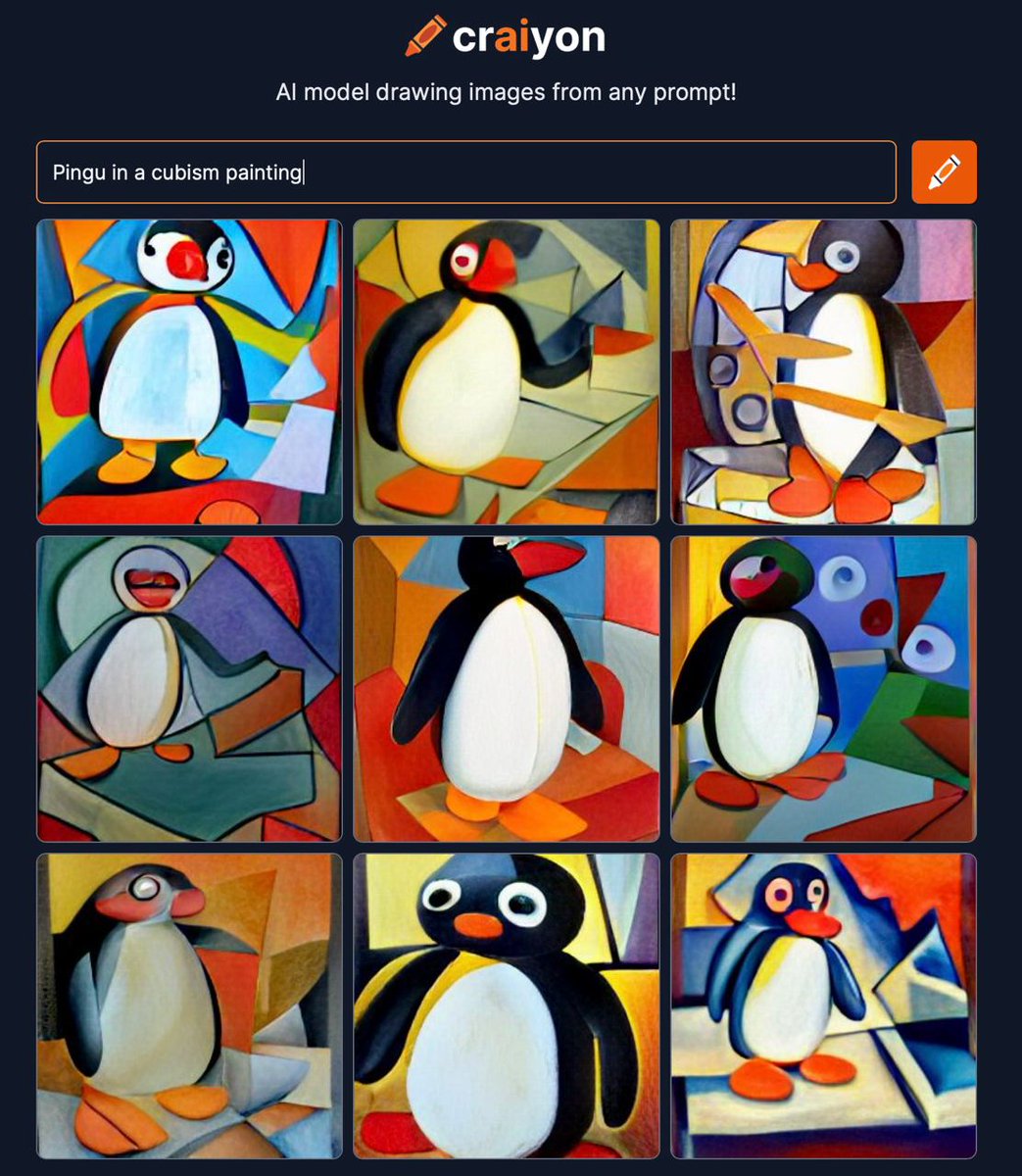 CubiNGU

<a href="/craiyonAI/">🖍Craiyon</a>
#cubism #picasso #pingu #nootnoot #cubingu #craiyon #ai #AIart #art #painting #masterpiece