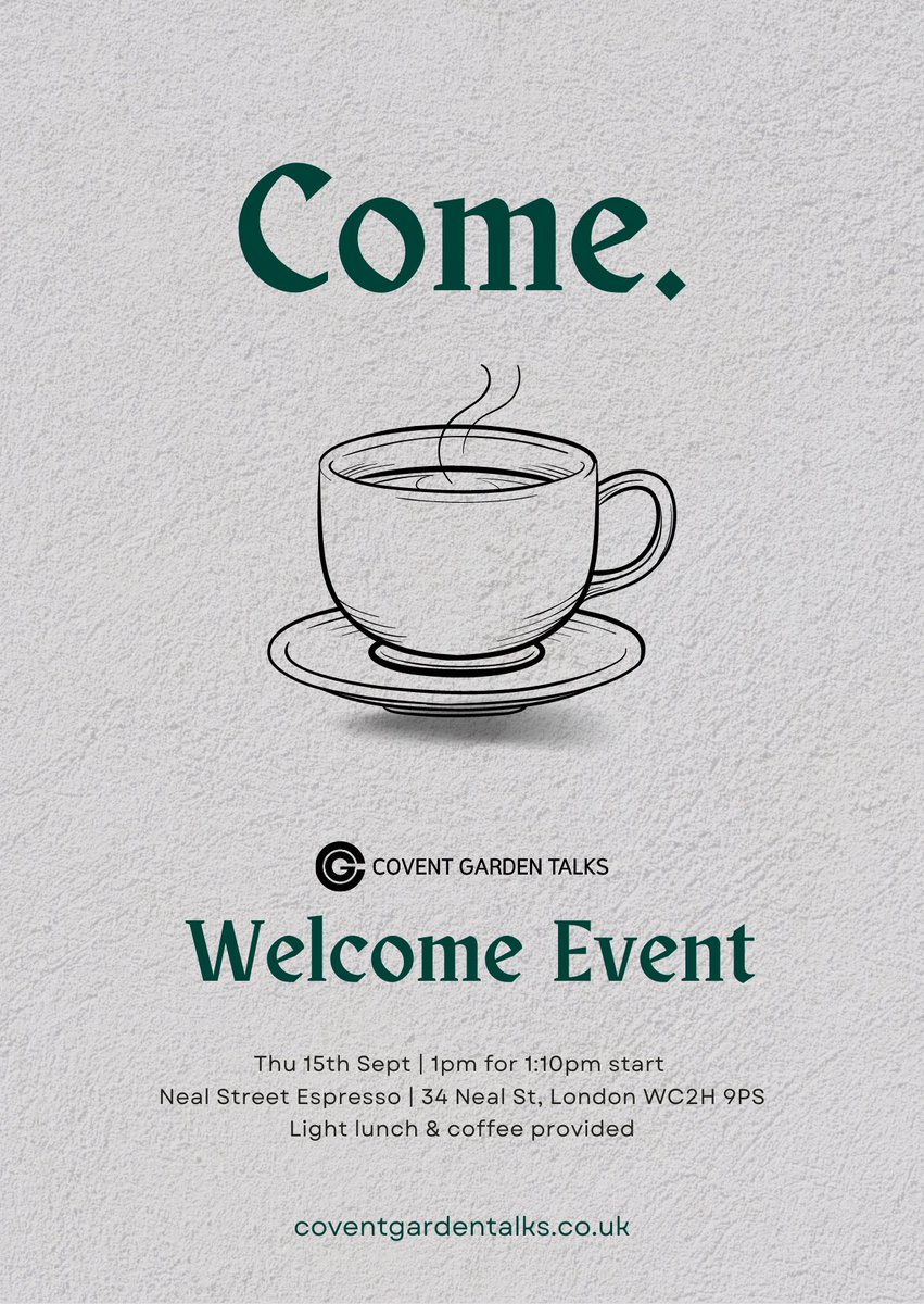 coventgdntalks's tweet photo. New to the Covent Garden area? Want to be equipped to be a Christian in the workplace? Come along to our Welcome Event on 15/09/22 at Neal Street Espresso. (34 Neal St, London WC2H 9PS). More info https://t.co/gi4d4HjTqU. https://t.co/MhkKsx6Ktq