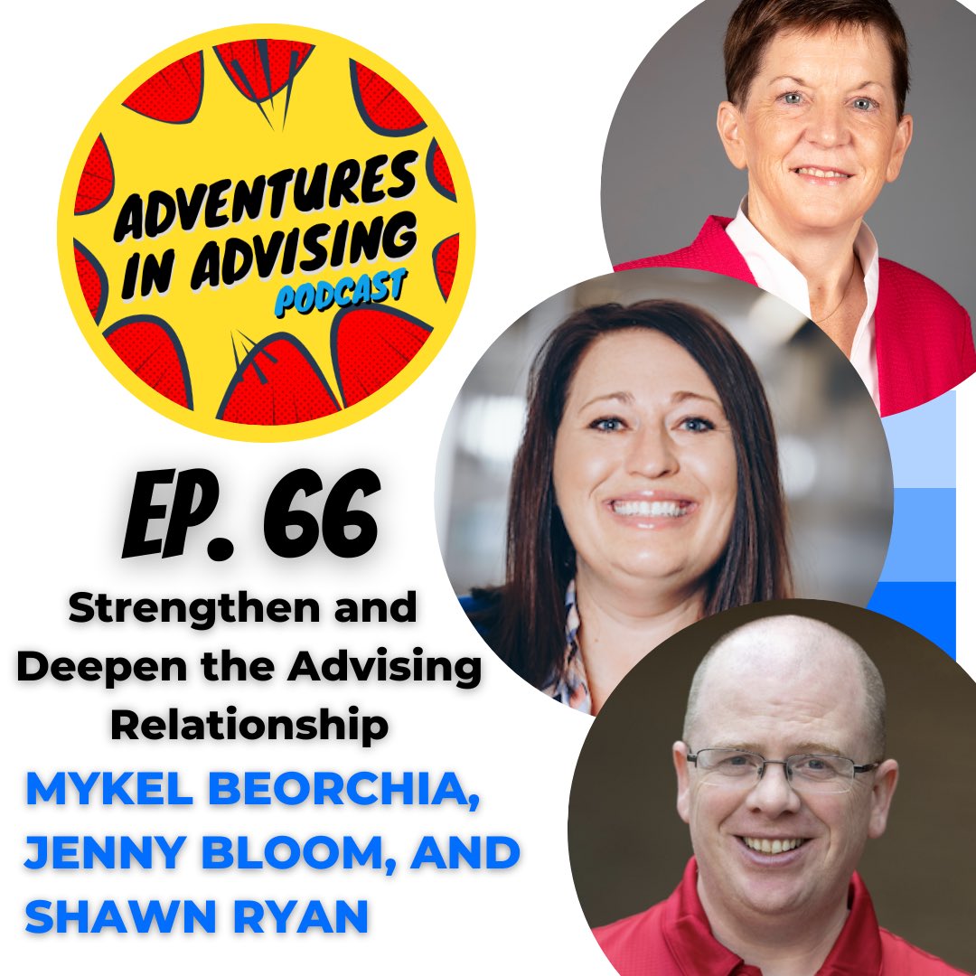 Ep. 66 of the #podcast w/ guest host <a href="/jlbloom/">Jenny Bloom (she/her/hers)</a> from <a href="/FloridaAtlantic/">Florida Atlantic University</a> is now up, adventuresinadvising.com/episodes/episo… 🔥 Check out interviews w/ Mykel Beorchia from <a href="/USUAggies/">Utah State University</a> &amp; <a href="/SR_HigherEd/">Shawn Ryan</a> from <a href="/ChicoState/">Chico State</a> 🙌 

#acadv #podcastlife #nacada