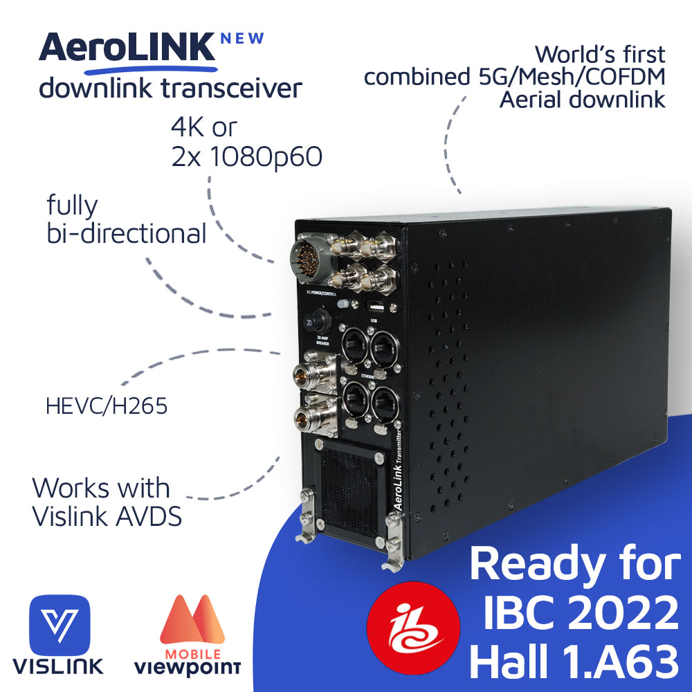 Another #Innovation to show you during #IBC2022: #AeroLINK is a combined #5G/#COFDM/#MESH aerial downlink transceiver. Send video, audio, and IP signals from #AirToAnywhere, bi-directionally.

Discover it at <a href="/IBCShow/">IBC</a>, booth #1A63