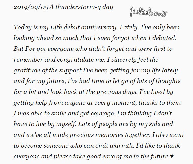 #RememberingSulli 🍑

September 5th 2019: Sulli posts an adorable letter thanking fans for congratulating her on her debut anniversary ☀️