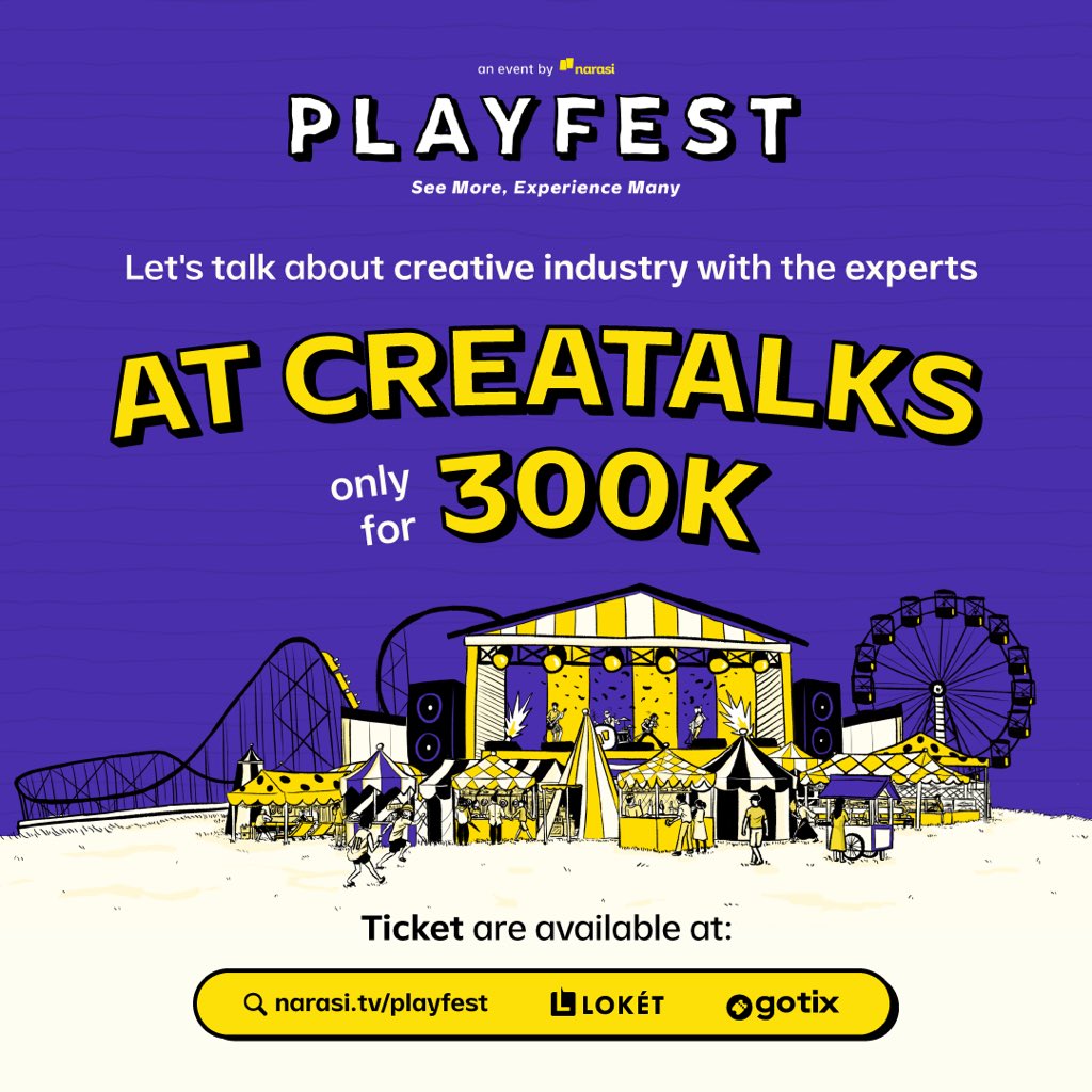 playfestnarasi's tweet image. Banyak ide dan insight menarik yang bisa kamu dapatkan di Creatalks. 🤩

Kamu juga bisa dapet temen baru dan interaksi langsung bareng para speakers yang bakal sharing tentang industri kreatif dalam berbagai bidang. | Playfest

#Playfest2022 #ReactivateYourSense