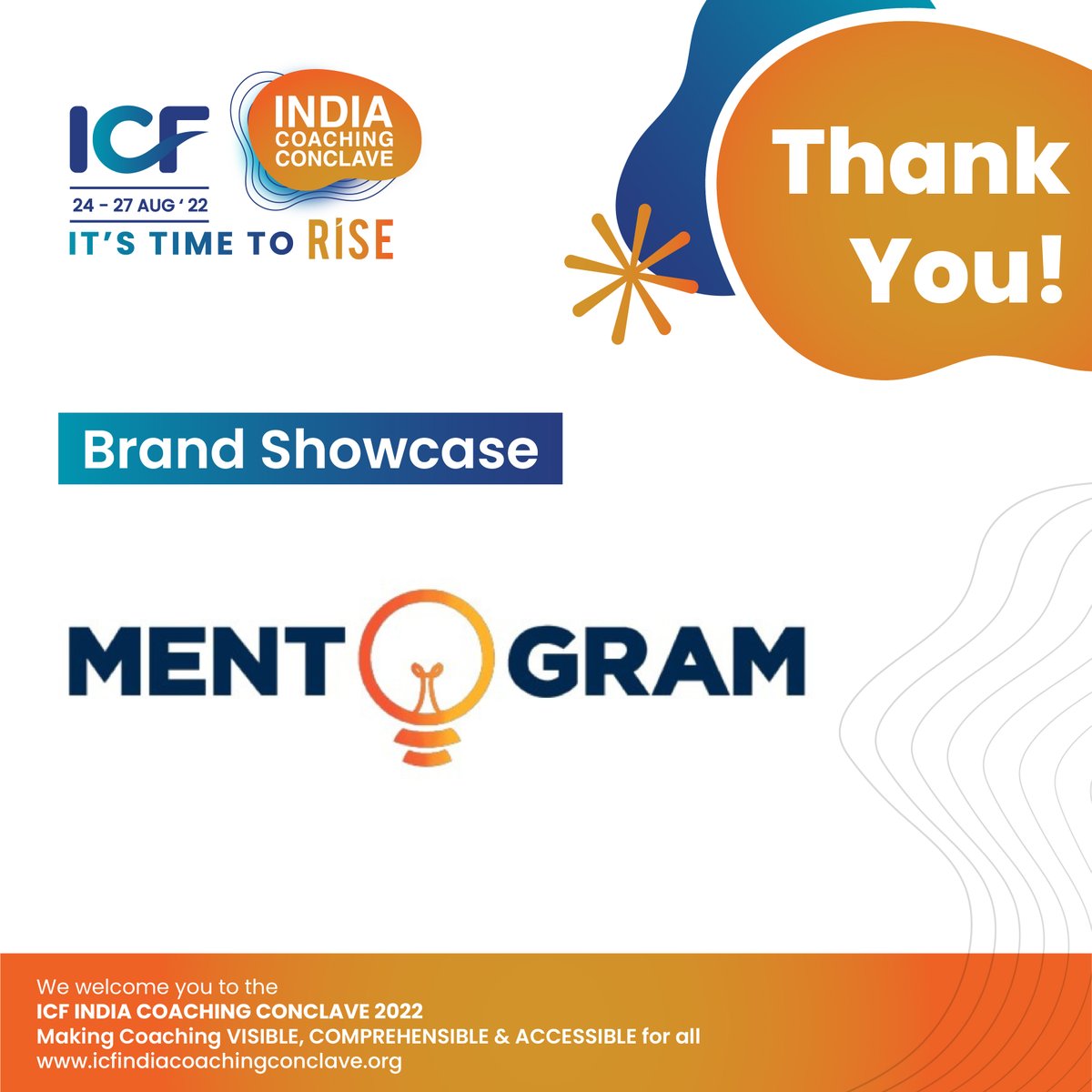 IcfMumbai's tweet photo. We express our heartfelt gratitude to our Brand Showcase Sponsor Mentogram, for their contribution towards making the ICF India Coaching Conclave 2022 a remarkable success. 

Your participation and efforts empowered us to deliver an event par excellence. 
#coaching https://t.co/isuvkKSD1z