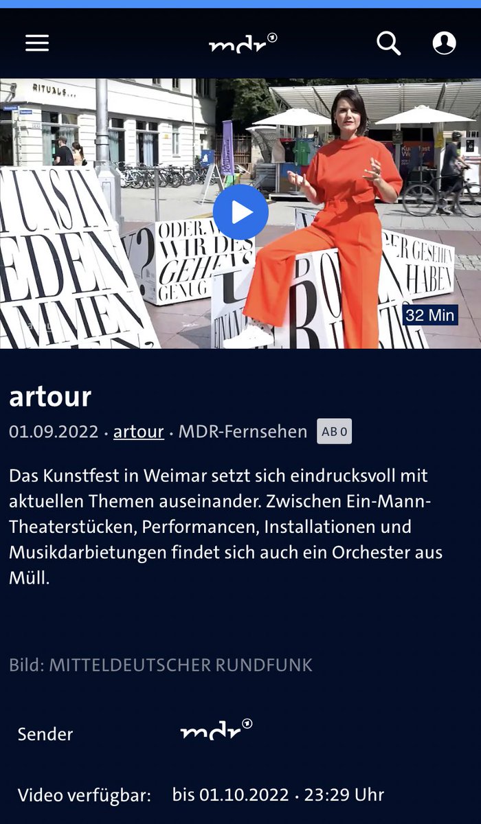 _helloyara_'s tweet photo. Wie erleben wir #Kultur in 10 Jahren? Wird es klassische Theaterbesuche noch geben? Mit „artour“ von @mdrkultur sind wir selbst neue Wege gegangen, raus aus dem klassischen Studio, um uns im Rahmen des @WeimarKunstfest diese Fragen genauer anzuschauen: https://t.co/lM73x80y7W https://t.co/qDYucUGJvU