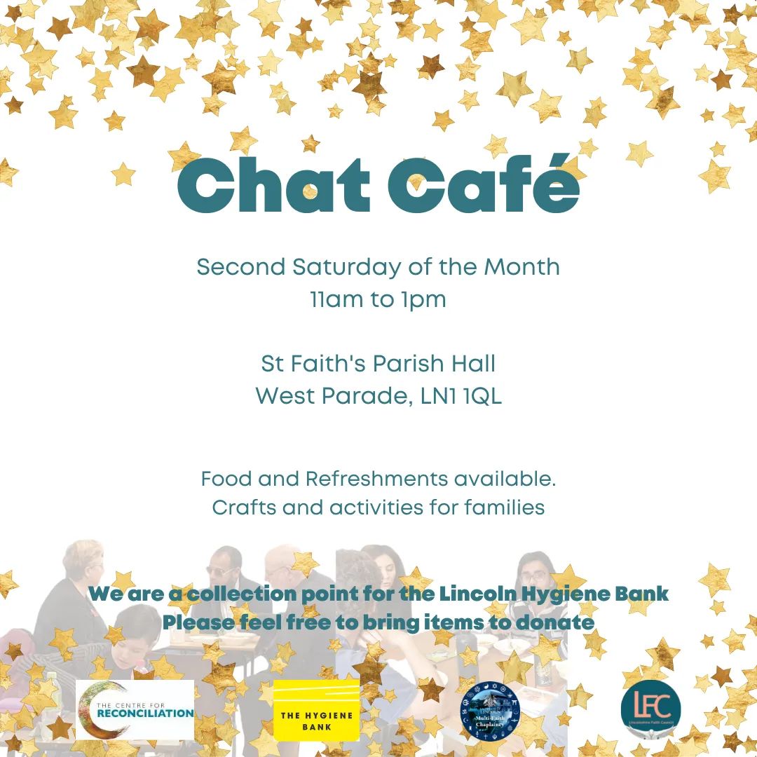 ChaplaincyUoL's tweet photo. We are returning this Saturday! Join us at St Faith's Parish Hall on West Parade, Lincoln for food, cakes, and friendly chatter, as well as family crafts.
We look forward to seeing you all.
#chatcafe #hygienebank #LincsConnect https://t.co/t7NhDyIicN