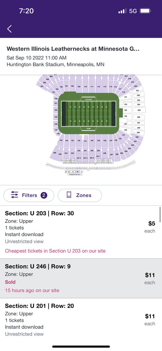 GopherHole's tweet photo. There is a $5 ticket on Stub Hub and many options at $11/ticket for #Gophers game this Saturday vs Western Illinois. Let’s fill the bank!! https://t.co/SA3BqUviGp