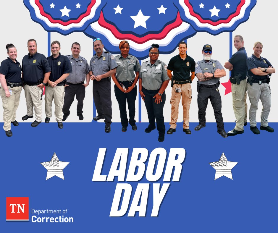 TNTDOC1's tweet photo. TDOC would like to wish all of the hardworking, dedicated men &amp; men across our nation a Happy Labor Day, with special recognition to our Team TDOC members, law enforcement personnel &amp; first responders. We appreciate you so much! https://t.co/epRV24DcA3