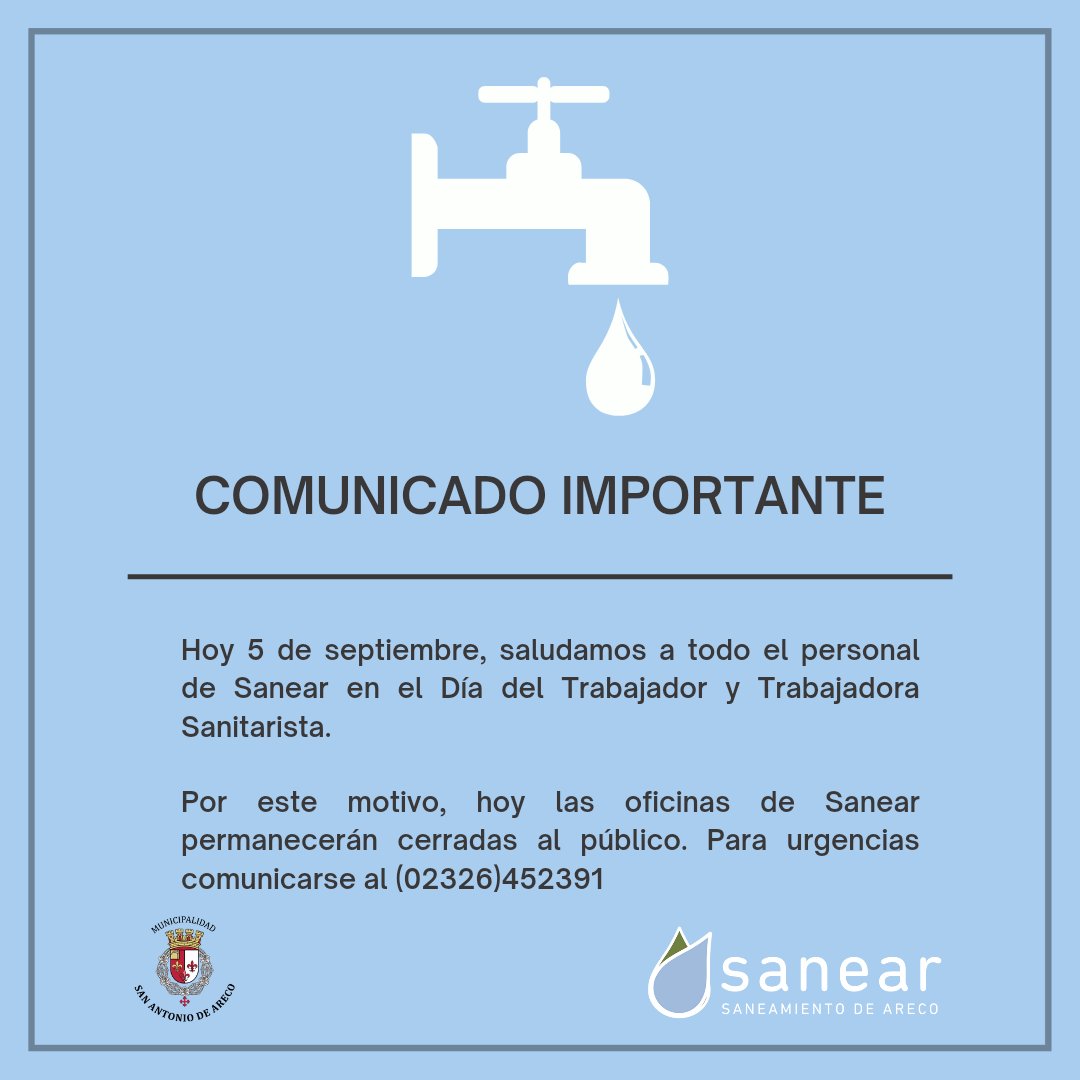 Sanearareco's tweet photo. DIA DEL SANITARISTA 💧 https://t.co/tvOtmSxXgG