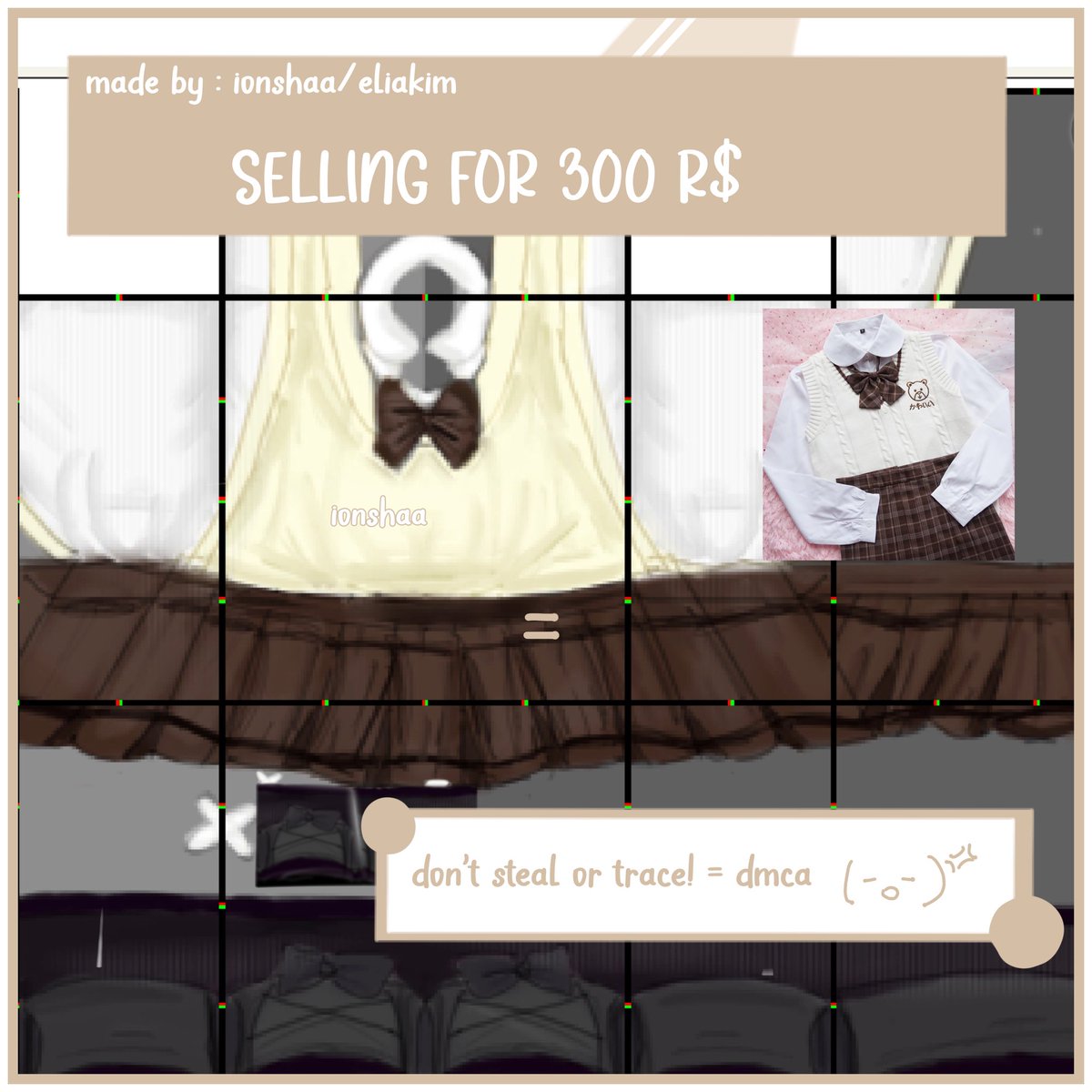 feedmyscar's tweet photo. selling this template for R$! I was ghosted so resseling ☕️
pm @ elia#6425
-
+ no tax included
#robloxdesigner #designer #comissions #clothing #robloxclothing #roblox #sanrioclothing #sanrio #robloxdev #selling #notax #robloxdev #robloxart https://t.co/TuvllZehm0