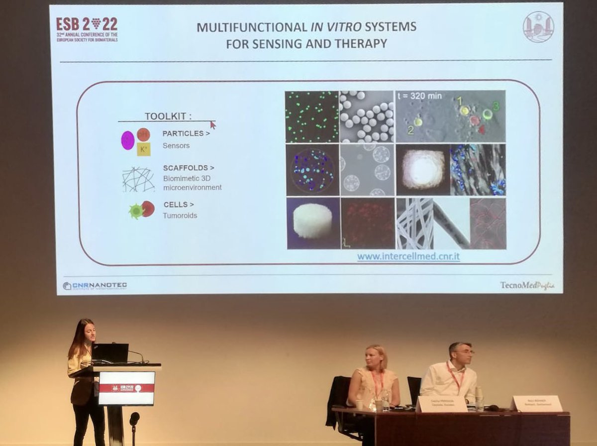 CnrNanotec's tweet photo. 👏👏👏 Congratulations to Valentina Onesto, #INTERCELLMED_ERC senior postdoc researcher at @CnrNanotec in Lecce (🇮🇹), for being selected keynote speaker at the #ESB2022! 
@CNRsocial_ 
@ERC_Research 
@AIRC_it 
#TecnoMed_Puglia
📌 more info: https://t.co/8p7TETWgW9 https://t.co/1Vkk4iK0J3