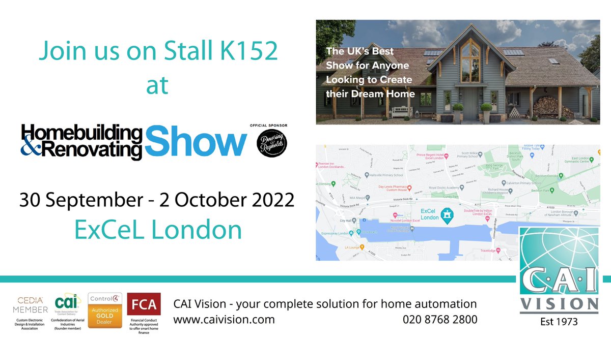 Save the dates! We will be at the @HBR_Show which is at @ExCeLLondon on 30 Sept - 2 Oct 2022. Join us for a 3 day homebuilding extravaganza talking to the designers, experts, builders & suppliers who will help you create the home of your dreams! #designerhomes #homeautomation