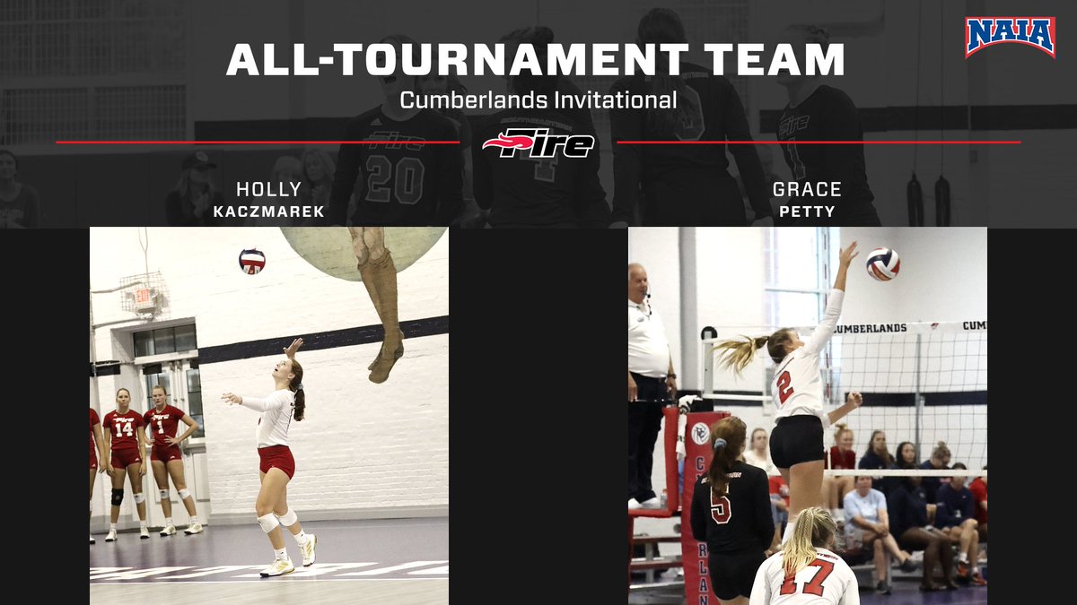 SEUFireVBall's tweet photo. Congratulations to Holly Kaczmarek and Grace Petty for being named to the Cumberlands Invitational All-Tournament team! #FuelTheFire🔥 https://t.co/ndYfalgm0e