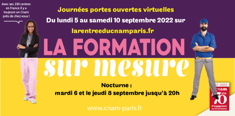 LeCnam's tweet photo. 📢Les #JPO virtuelles ça commence aujourd’hui ! Venez rencontrer en ligne ou sur place nos intervenants du 5/09 au 10/09 2022 #JPOV #LaRentréeDuCnamParis 🎓Les infos➡️https://t.co/Z6gY2fANXy Avec votre login, participez à tous les salons organisés chez La rentrée du Cnam Paris. https://t.co/dCPvfX6NUq
