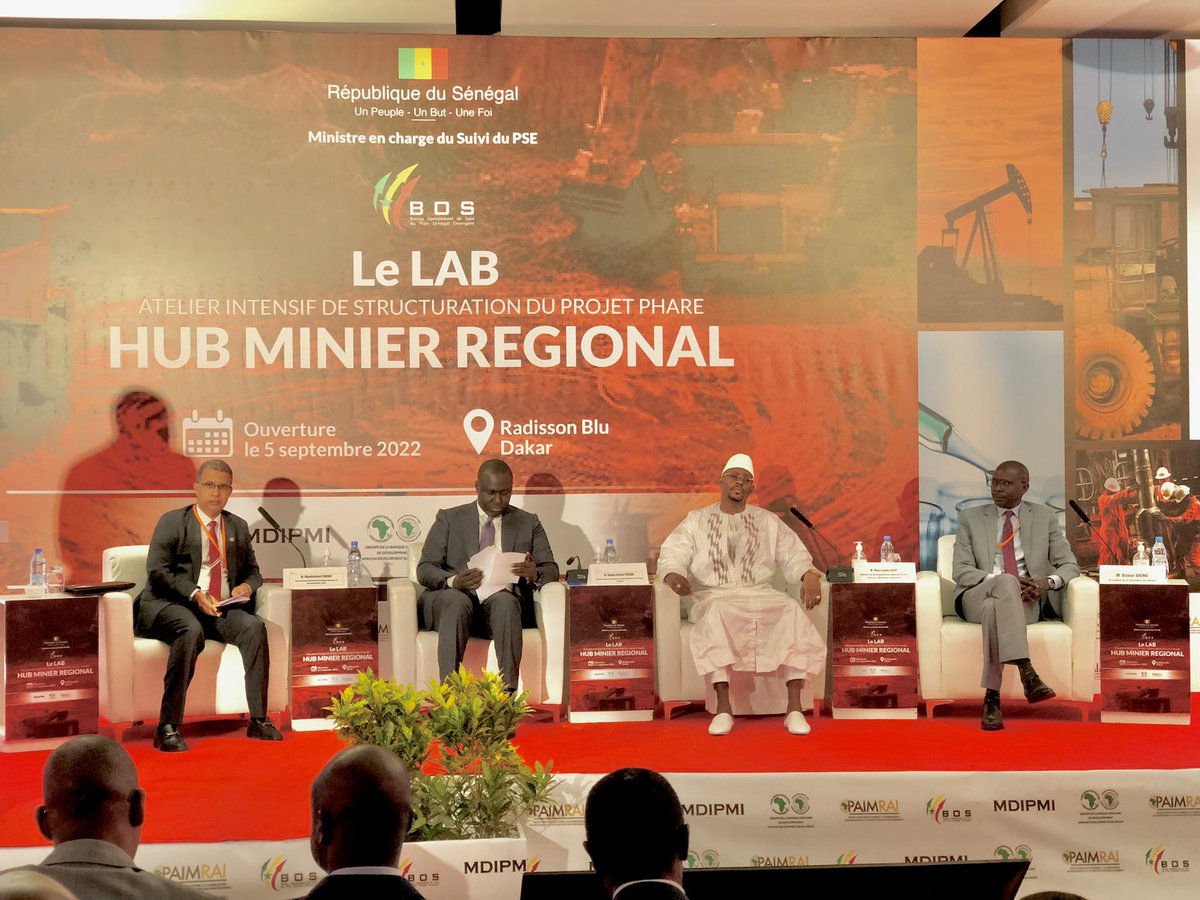 BOCS_PP2050's tweet photo. Sous la présidence des Ministres en charge du Suivi du #PSE (M. @akfofana) et celui du Développement industriel et des PMI (M. @Moustapdiop001), le #BOS a procédé ce lundi 05 septembre 2022 à l’ouverture du LAB du projet phare Hub Minier Régional. 
-
#mines #industries #senegal https://t.co/uJ2CRqYR5C