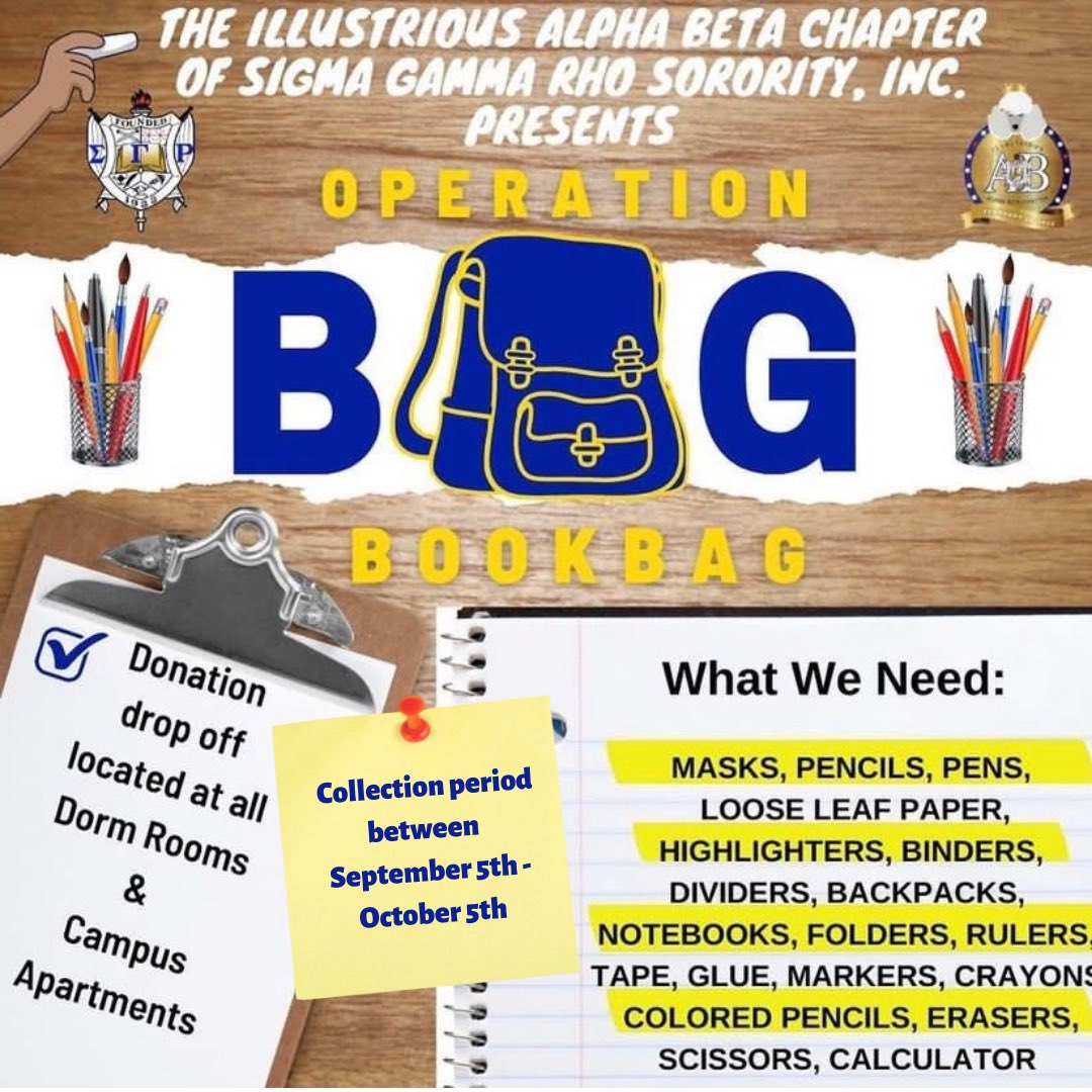 ABPoodles1932's tweet image. Alpha Beta Poodles need YOUR help‼️ On September 5th we launch Operation BigBookBag 🎒 with the objective goal to collect as many school supplies as possible by October 5th.We will have drop off stations in every Residence and accepting monetary donations by cash app $ABPoodles32