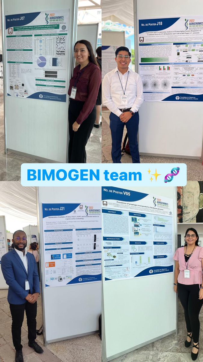 Great participation of our PhD students in Agrigenomics 2022 in Queretaro, Mexico. #BimogenLab #Phages #PlantTranscriptomic & #PathogenDetection 🧫🌱🧬