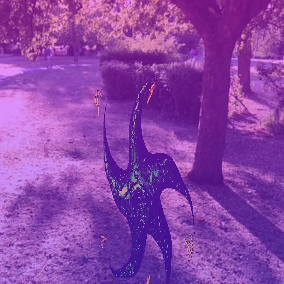 furtherfield's tweet photo. The tree sprites of #FinsburyPark have kindly consented to being documented. Thank you to one sprite spotter for this image taken as the sun was softly setting on a beautiful late summer's day... #basedonatreestory by @hervisions_ X #bonestanjones w/ @studiohyte https://t.co/Jmh5UZBpA0