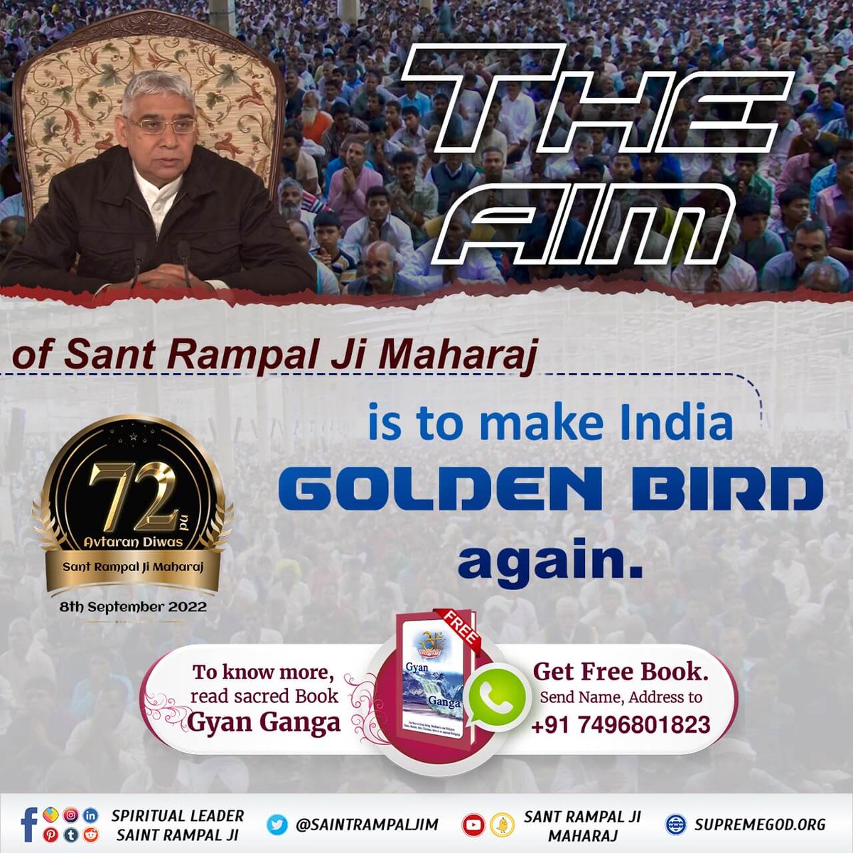 kajalkumaridasi's tweet photo. Today -@SaintRampalJiM is only sant who gives true warship and true path of warship for more information visit satlok aasram youtube channel 
#পৃথিবীতে_অবতার
3 Days left for Avataran Diwas https://t.co/dXbt3wHL8a