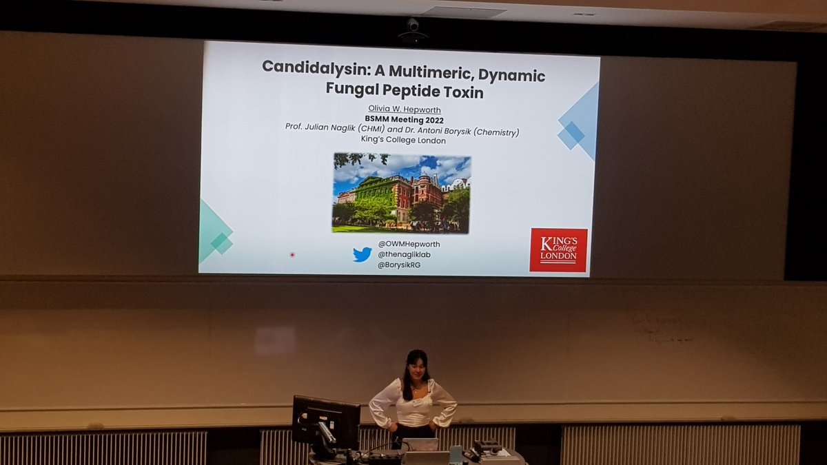 thenagliklab's tweet image. Very proud of @OWMHepworth for delivering her offered talk on #candidalysin oligomeric structures at #bsmm2022! Great job!