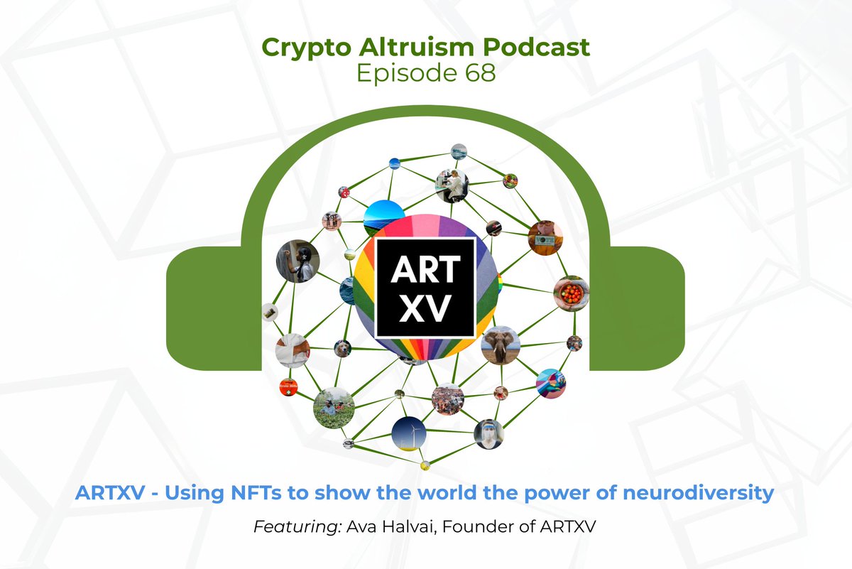 For Ep 68 of the podcast we welcome <a href="/avahalvai/">Ava</a> from @artxvnft 

We discuss:
✨How ARTXV is using #NFTs &amp; #web3 to empower neurodivergent artists
✨How web3 can build a more accessible arts space
✨ARTXV's genesis drop "The Power of Neurodiversity"

Listen: cryptoaltruism.org/blog/crypto-al…