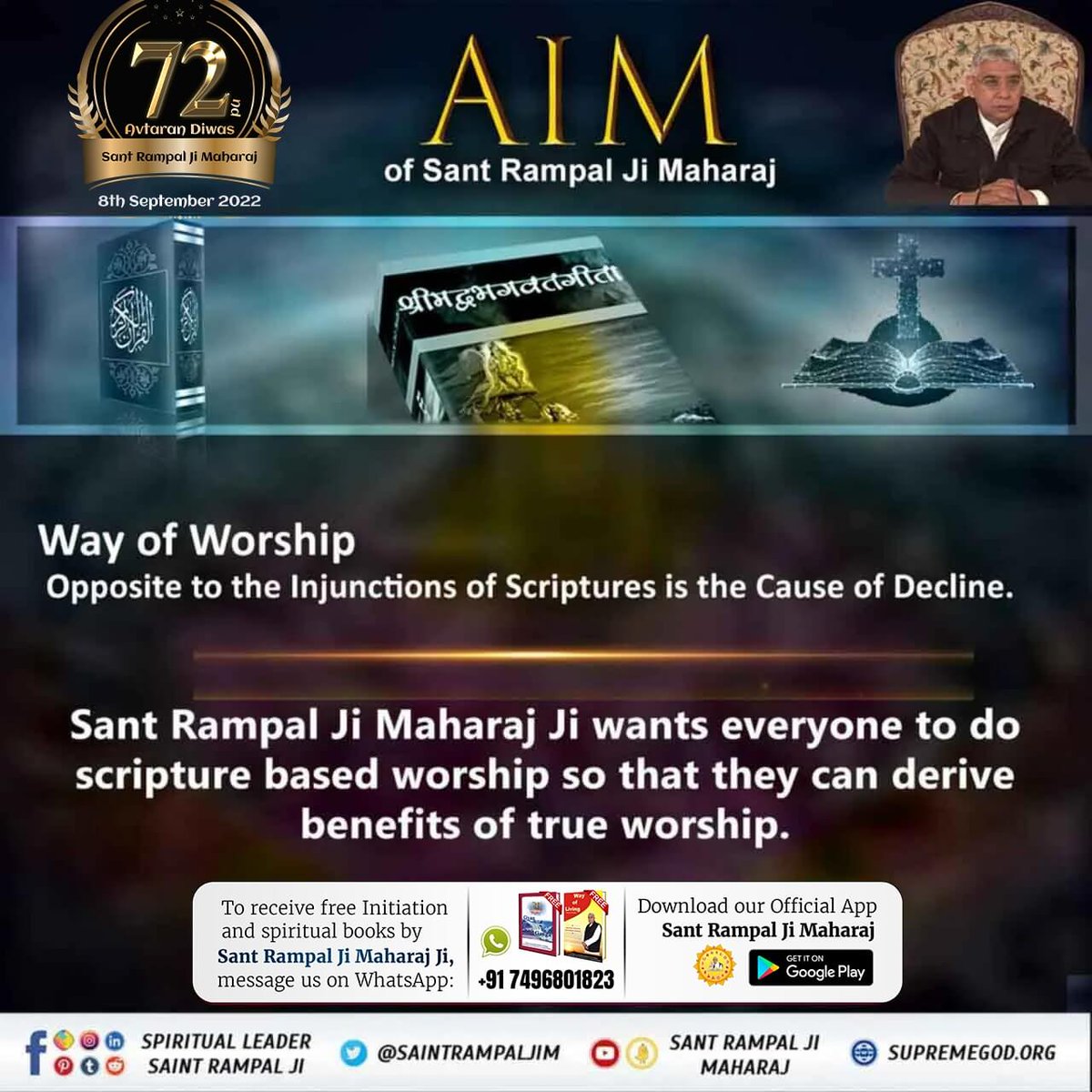 kajalkumaridasi's tweet photo. #পৃথিবীতে_অবতার
AIM of Sant Rampal Ji Maharaj
is to Eliminate Social Evils.
3 Days left for Avataran Diwas https://t.co/sVtryfW7pH