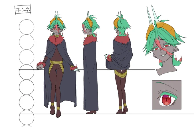 ホンネ、ホンショウ、ウラド、イクミの三面図～#鏡面の魔界 