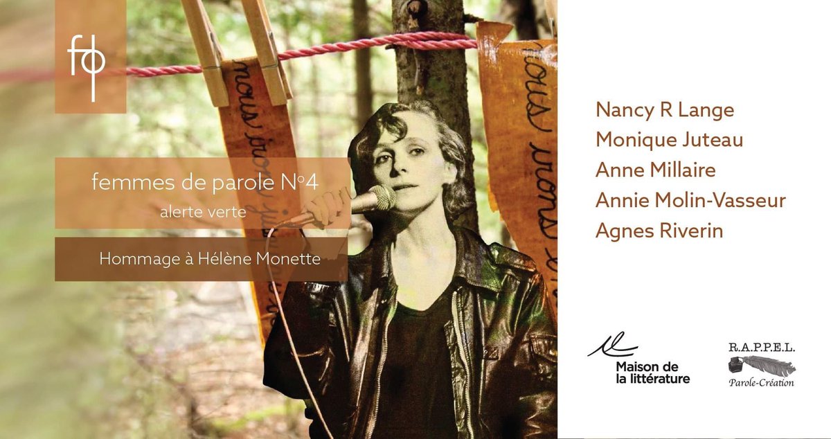 femmes_parole's tweet photo. Tu es à Québec ? tu es disponible Jeudi ? TU VAS À la Maison de la Littérature de Québec où sera présenté le tout premier numéro de l’année 2022 — le nº4 : alerte verte, hommage à la poète Hélène Monette — jeudi le 8 septembre à 17h00, au 40 rue Saint-Stanislas, #poesie https://t.co/7R8Iu5auDF