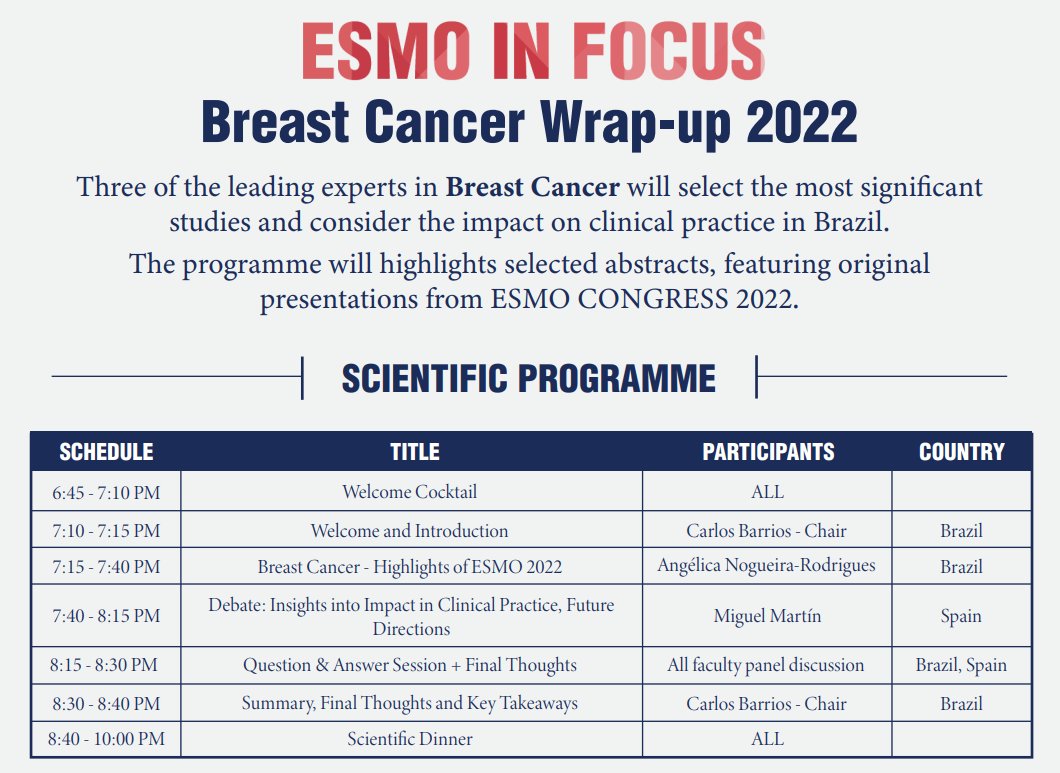 We are proud to share that our team in Brasil has organised a fantastic evening on 11th September in Paris at #ESMO22 To participate, read more at linkedin.com/feed/update/ur… #breastcancer #clinicaltrials