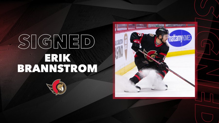 Ottawa Senators sign D Erik Brannstrom to one-year deal - TSN.ca