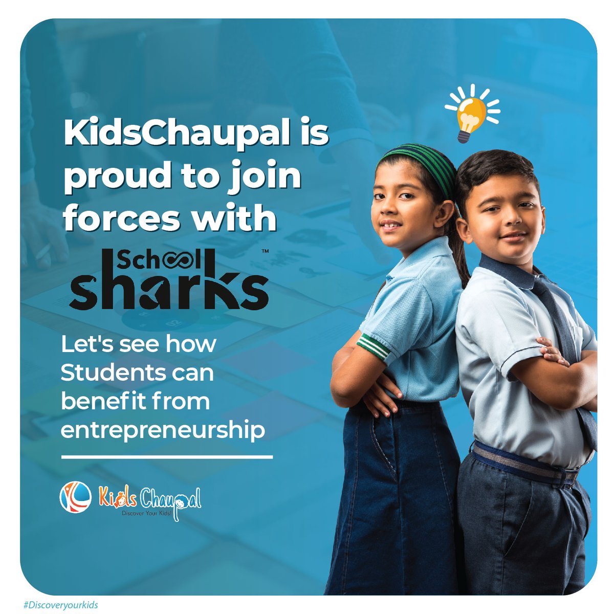 KidsChaupal's tweet photo. We are proud to join forces with
School Sharks for promotion of Entrepreneurship.
Mail us your entries at marketing@kidschaupal.com.
Age Group: 14-18 years
T&C Apply
#schoolsharks #kidschaupal #sharktank #education
#learning
#discoveryourkids
#skilldevelopment https://t.co/Q3q29lX6YI