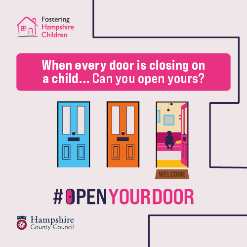 We are proud to be supporting <a href="/HantsChildren/">Fostering Service - Hampshire County Council</a> in their campaign to find 150 fostering households in the community. Every 12 hours another Hampshire child comes into care in need of a foster carer - can you open your door and become a foster carer in Hampshire? #OpenYourDoor