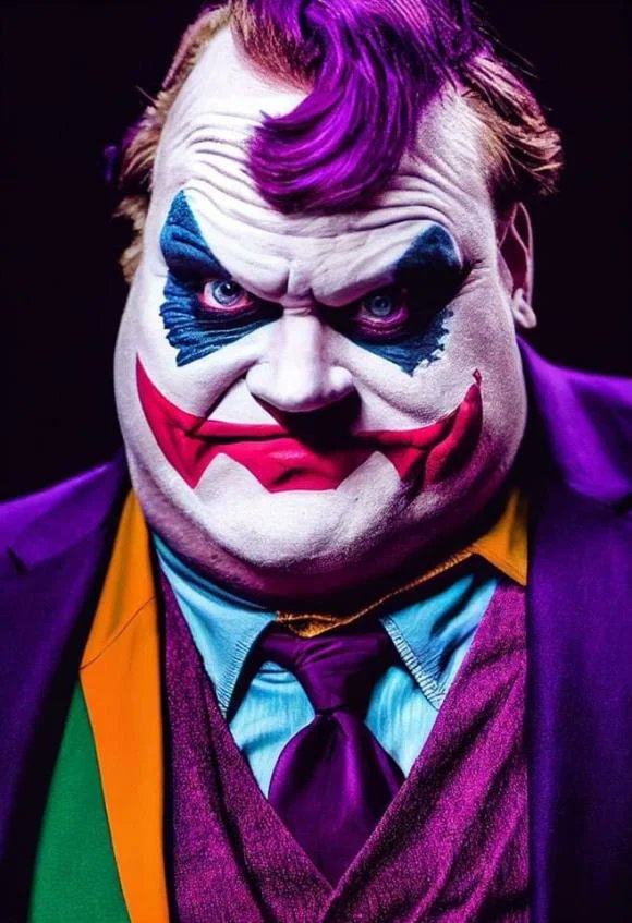 Worldbox_TV's tweet photo. This #Deepdream imagining of Chris Farley as the Joker is wild. https://t.co/nO8TuK3nwI