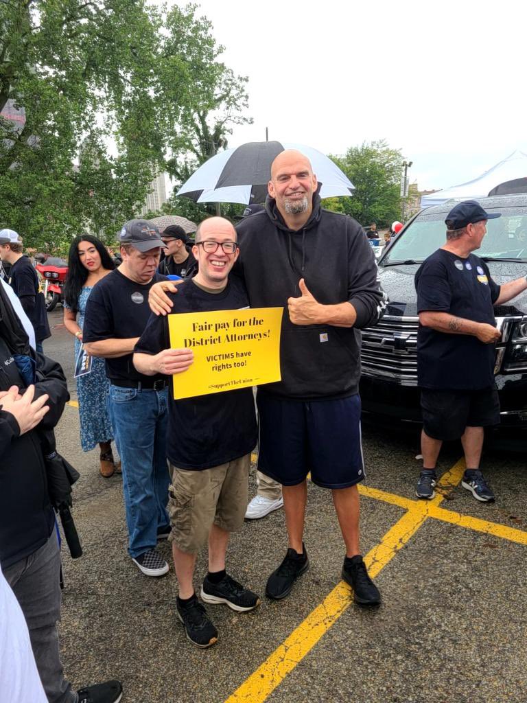 LLthePD's tweet photo. Thanks @JohnFetterman for supporting the Allegheny County Public Defenders and Districts Attorney’s Office on Labor Day!  #supporttheunion #fundpublicdefense https://t.co/4QhXvxtJ5M