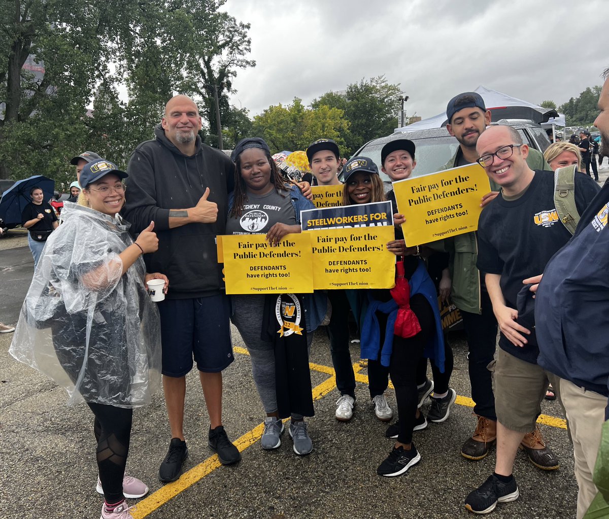 LLthePD's tweet photo. Thanks @JohnFetterman for supporting the Allegheny County Public Defenders and Districts Attorney’s Office on Labor Day!  #supporttheunion #fundpublicdefense https://t.co/4QhXvxtJ5M