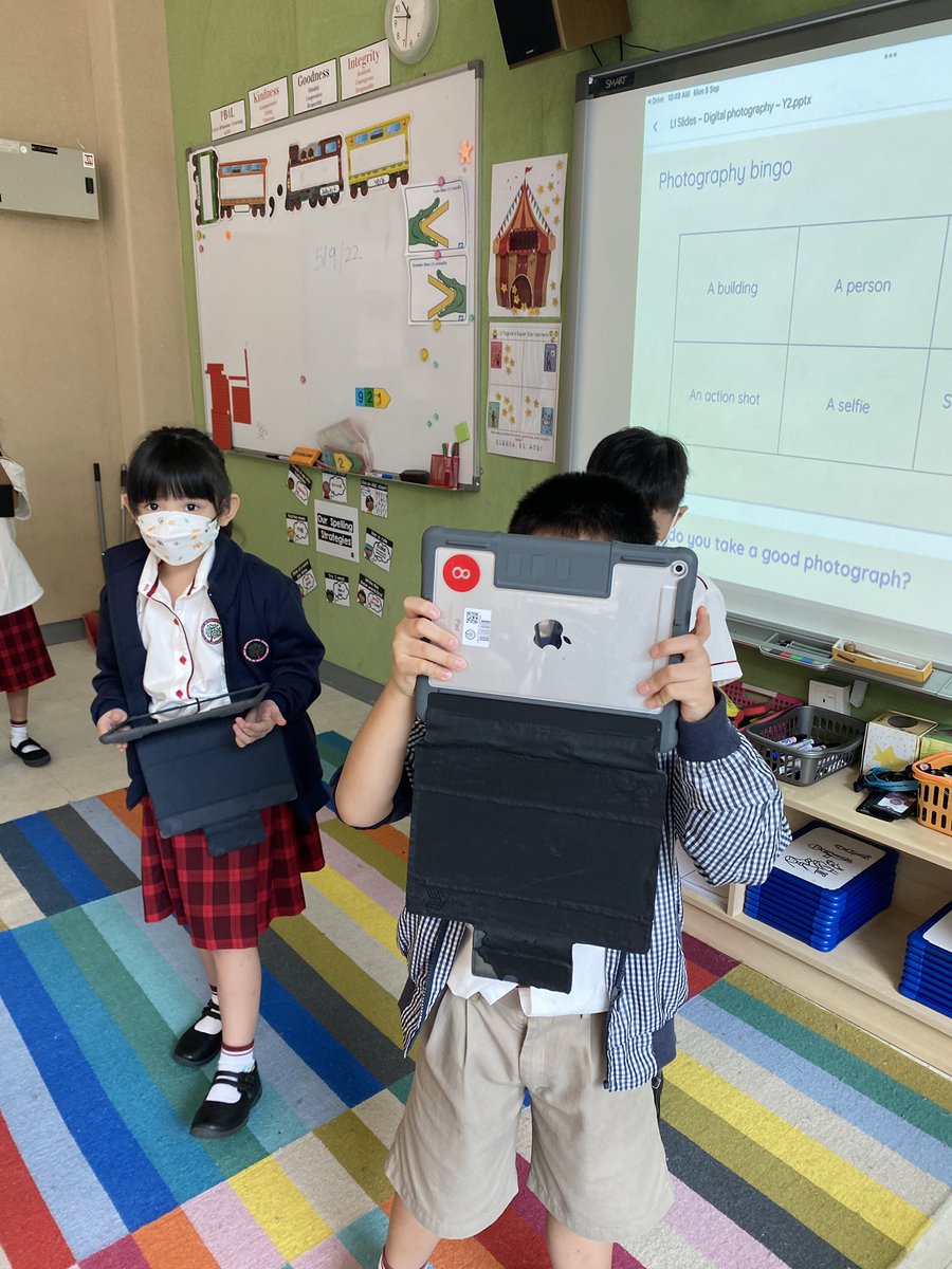 MsGabriellaKL's tweet photo. Photography bingo today for our first #coding curriculum lesson. We learnt about portrait and landscape and had fun experimenting with our iPad cameras. @ShumitaR @HELPISKL #appleEDU #help_learning https://t.co/DfIFE7lwAt