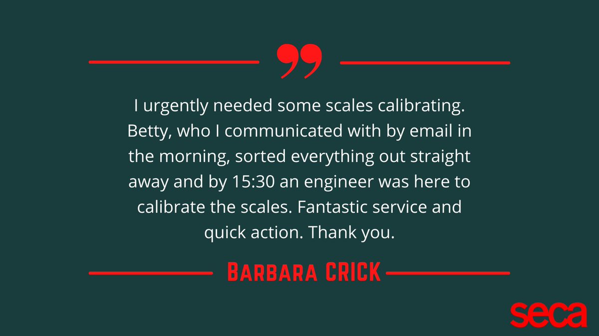 Thank you Barbara for your lovely feedback at the end of last week. We are always happy to help! #feedback #secaservice #secascales