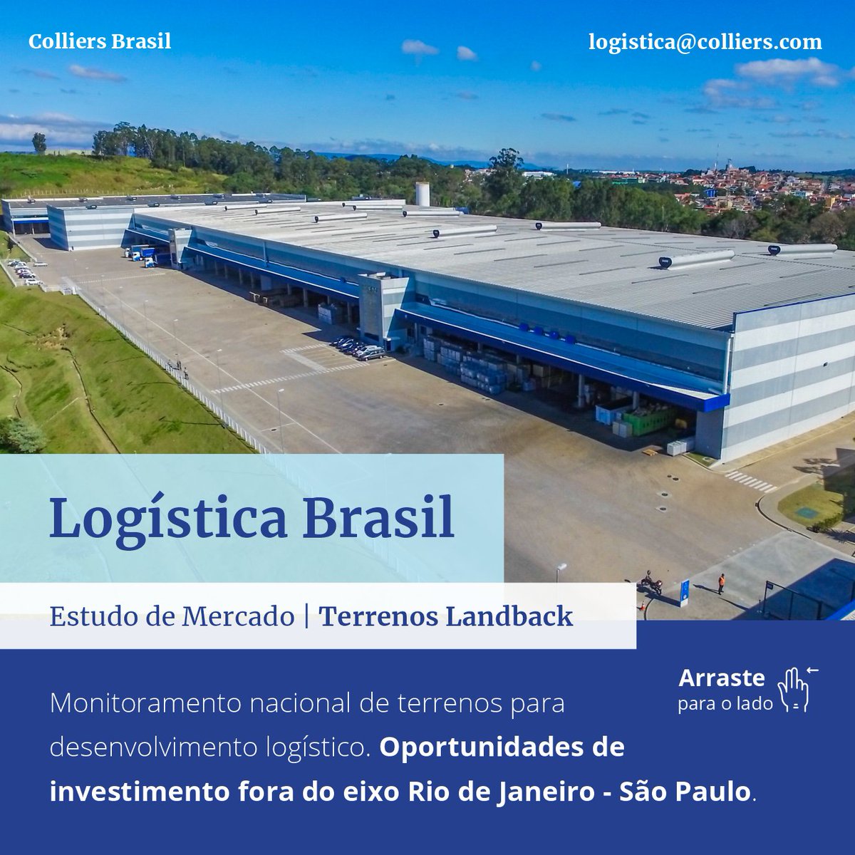 BrazilColliers's tweet photo. LOGÍSTICA BRASIL | Estudo de Mercado | Terrenos Landback 🚚🛣️

Atualmente os condomínios logísticos de alto padrão do Brasil estão concentrados principalmente nos estados de São Paulo e do Rio de Janeiro, que juntos somam 67% do inventário nacional total.

#Colliers #Logística https://t.co/rQxHXZW3fh