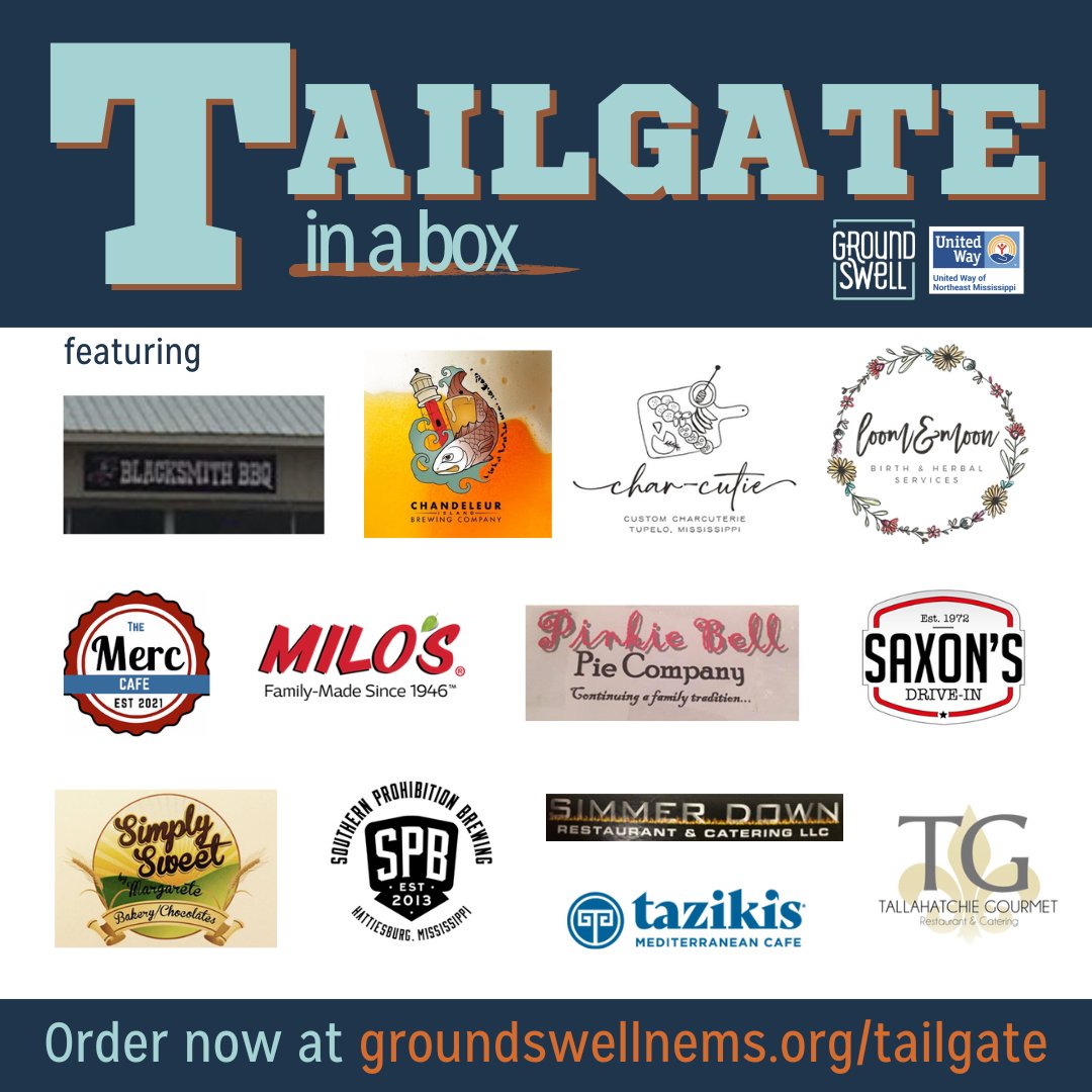 groundswellms's tweet photo. Wondering what's in a Tailgate in a Box? Here's all the local restaurants and vendors providing the food and drinks you'll get to enjoy!  You might just find a new favorite. https://t.co/kHEDn0QTwn