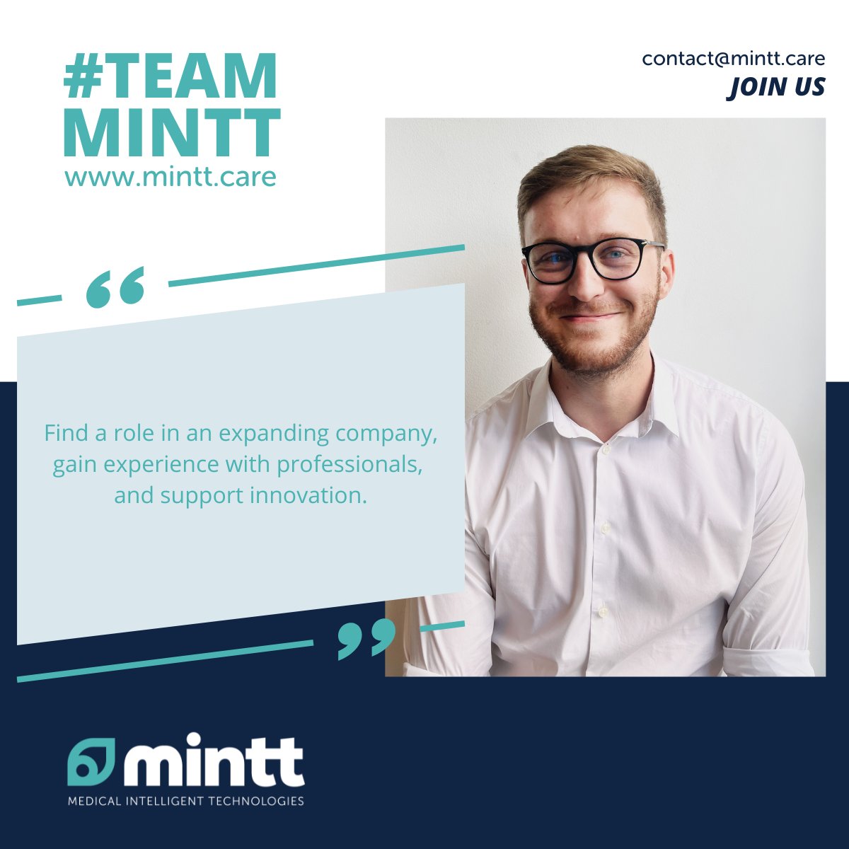 mintt_care's tweet photo. #teammintt spotlight! 👋

🍃 Stronger, yet again! Welcome to Hubert 

"Mintt engages in facilitating the work of the medical profession. I feel grateful to grow with this company, that is ensuring a reduced probability of falls for the elderly."

#job4good #tech4good #mintt4you https://t.co/92LOIF2cfD