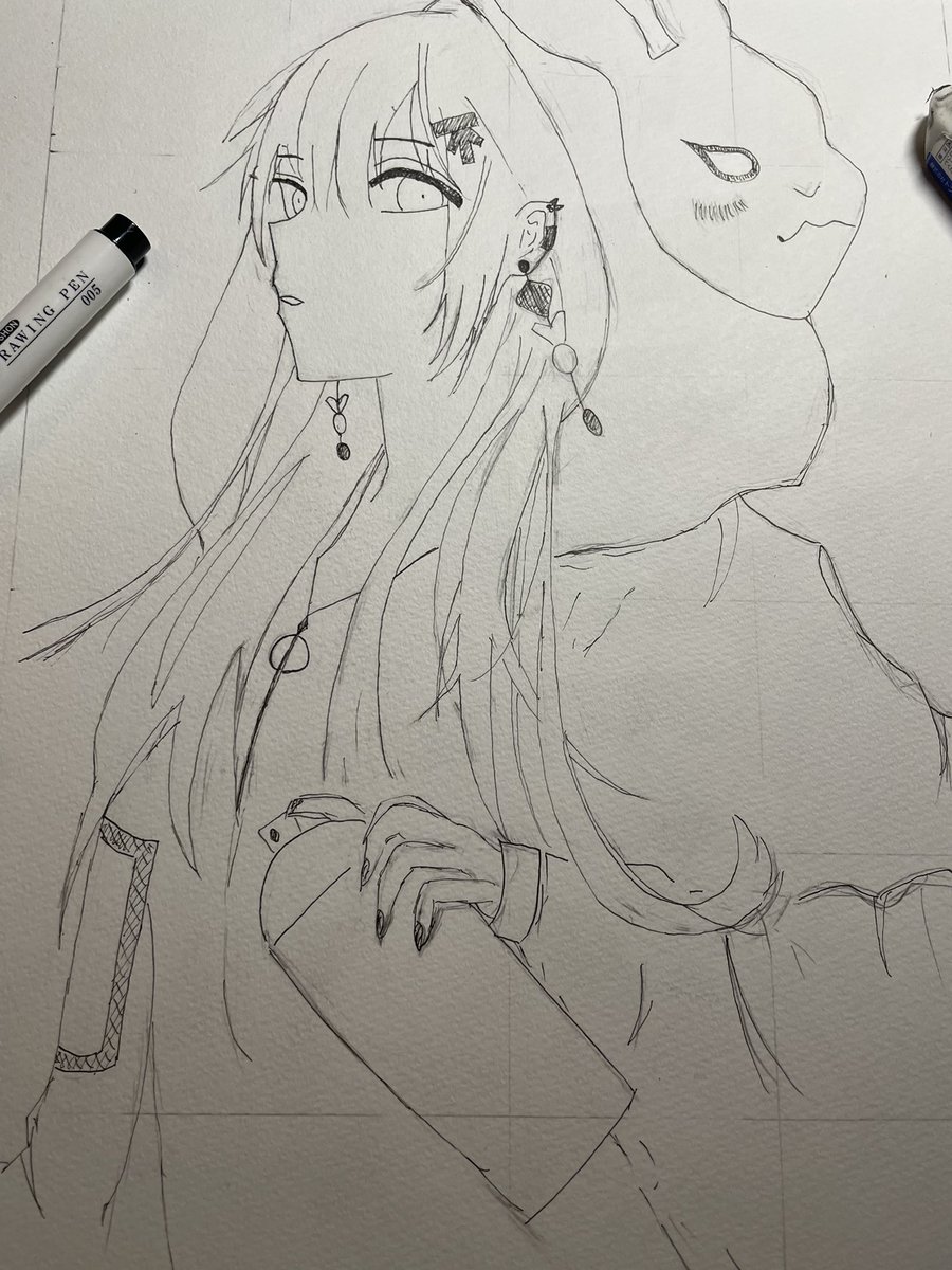 Puhuhu___'s tweet photo. ペン入れ終わりました。
水彩絵の具で色塗るか次の絵描くか迷ってます。

模写です

#絵描きさんと繋がりたい
#絵練習中
#イラスト https://t.co/L5FNJxMPYo