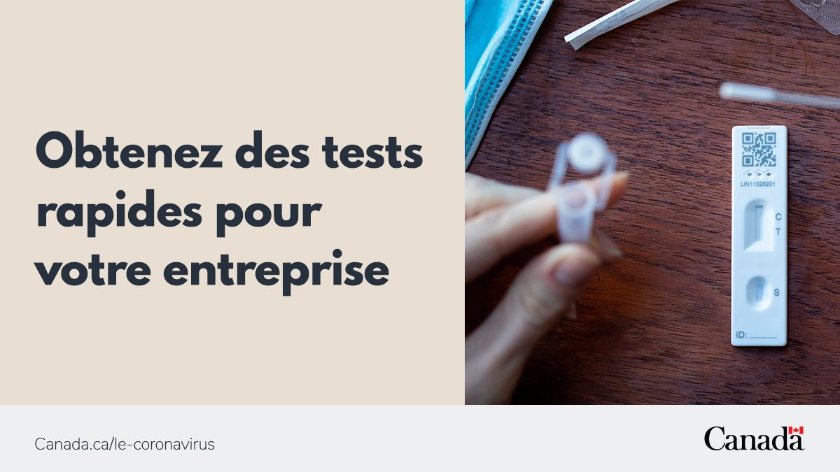 GouvCanSante's tweet photo. Les petites et moyennes entreprises des provinces participantes peuvent encore obtenir des #TestsRapides de dépistage de la #Covid19. Pour vérifier si vous êtes admissible :
https://t.co/Hza7AQuMNJ https://t.co/oV3x7eTfjd