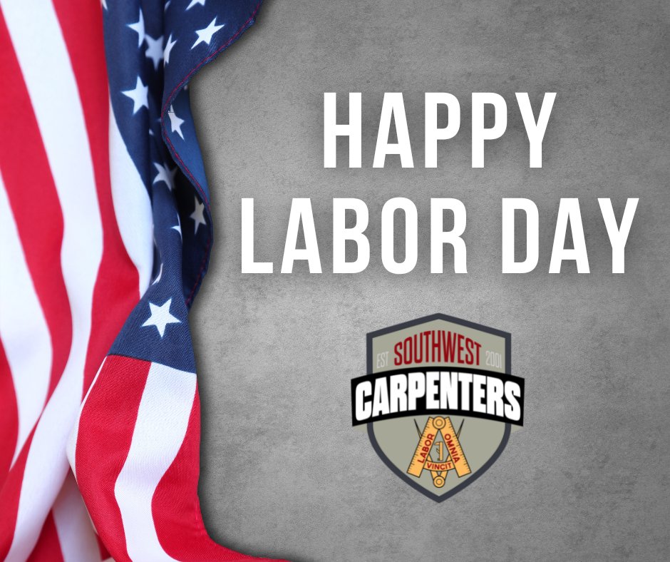 WSCarpenters's tweet photo. Carpenters, we built this day! 👊 Happy Labor Day from the Southwest Carpenters. 🇺🇸

#SWCarpenters #JobsWagesBenefits #UnionCarpenters #LaborDay #LaborDayWeekend #LaboyDay2022 #ThankAUnion #UnionStrong #ShopUnion #SouthwestCarpenters https://t.co/6nKTfbpCRW