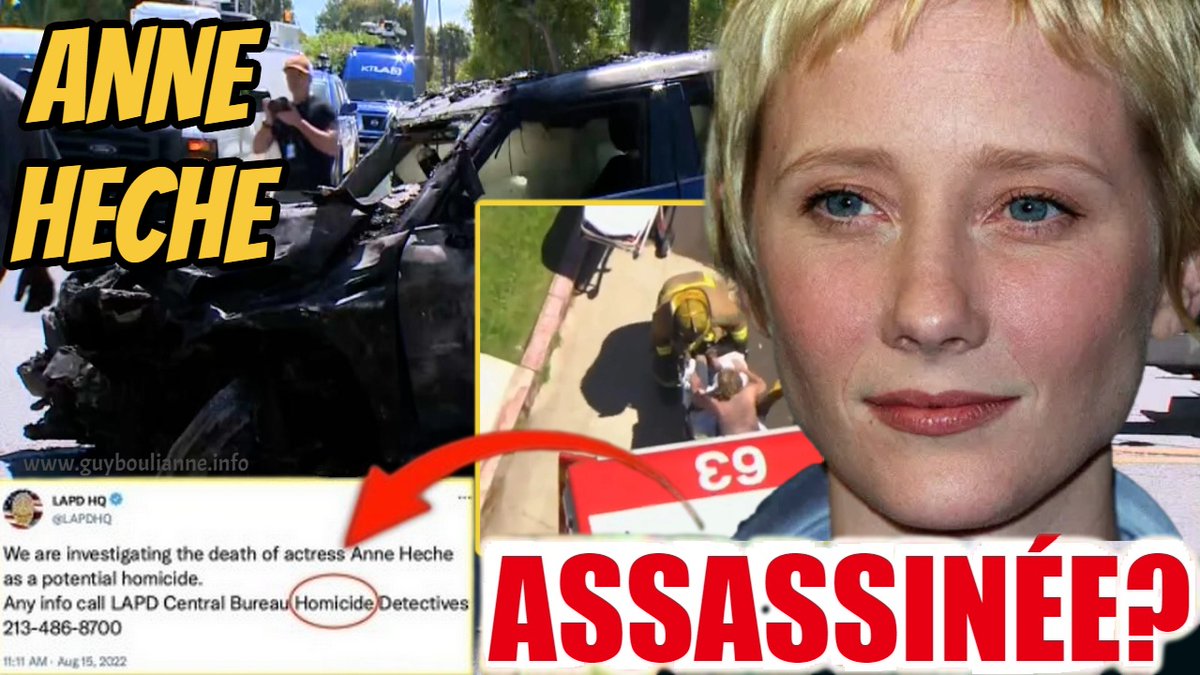 guyboulianne's tweet photo. VOICI MON ARTICLE — L’actrice Anne Heche a-t-elle été la malheureuse victime d’un accident de voiture sous l’influence de la drogue ou a-t-elle été assassinée parce qu'elle en savait trop sur les réseaux reliés à l'élite et au « Star Système » ? À LIRE : https://t.co/PFDE7nGWnx https://t.co/kNxJ4aC4VK