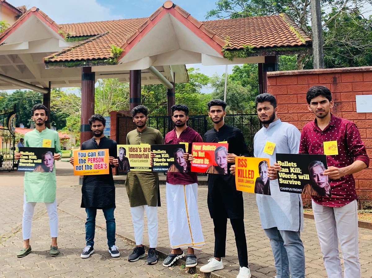 sawad_kallarpe's tweet photo. I was the part of gathering Protest organised by #Campus Front Mangalore University Unit and addressed regarding Progressive Writer and Activist #Gauri lankesh's Martyrdom remembrance at #Mangalore University, Konaje.
#iamgauri https://t.co/8eCor12eNC