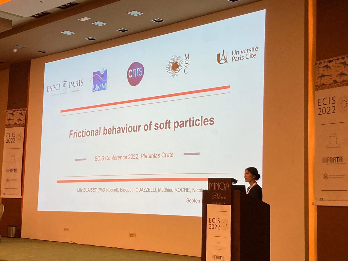 nicolas__sanson's tweet photo. Talk by Lily Blaiset from SIMM lab (@SIMM_Lab @ESPCI_Paris) at #ECIS2022 on frictional behavior of soft particles (SUMO project @INC_CNRS #80prime).

How to control the frictional behavior of suspensions on demand with environemental stimuli?

@univ_paris_cite @Sorbonne_Univ_ https://t.co/ao33WIV4z1
