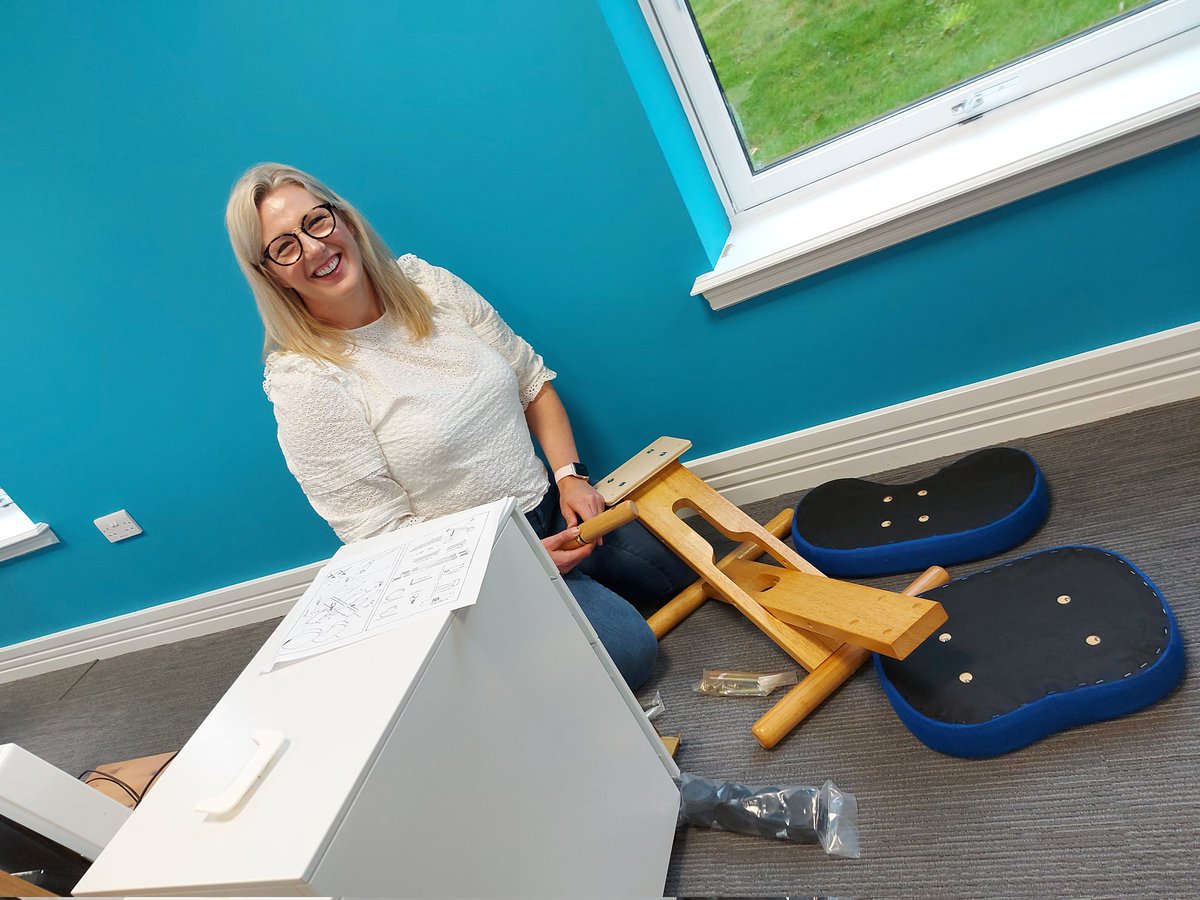 RuralHazel's tweet photo. Poor @RuralEllen. Day 1 of having me as a colleague again and she is building my office chair. #HandyWoman #AvailableForHire #RuralLaw https://t.co/stZ6JGv9dm